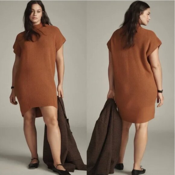 Brand New by Anthropologie Short-Sleeve Mock-Neck Sweater Mini Dress - Picture 10 of 10